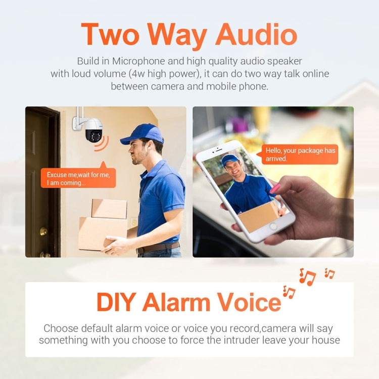 ESCAM QF218 1080P Pan / Tilt AI Humanoid Detection IP66 Waterproof WiFi IP Camera, Support ONVIF / Night Vision / TF Card / Two-way Audio, US Plug, NC1228AU, NC1228EU, NC1228UK, NC1228US ESCAM QF218 1080P Pan / Tilt AI Humanoid Detection IP66 Waterproof WiFi IP Camera, Support ONVIF / Night Vision / TF Card / Two-way Audio, US Plug, NC1228AU, NC1228EU, NC1228UK, NC1228US